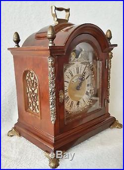 Large Dutch Warmink Westminster Chime Dutch Shelf Bracket Clock Moon Burl Wood