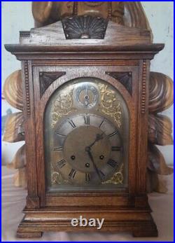 Large Gustav Becker Westminster Chimes Oak Case Mantel Clock