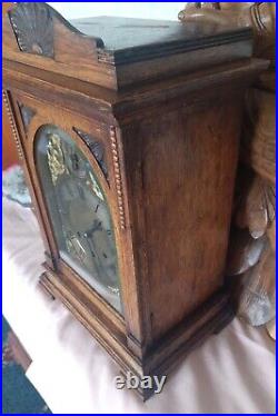 Large Gustav Becker Westminster Chimes Oak Case Mantel Clock