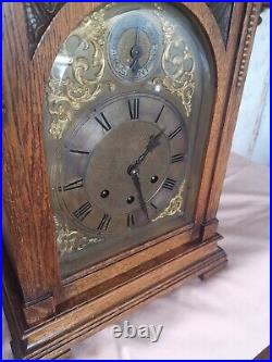 Large Gustav Becker Westminster Chimes Oak Case Mantel Clock