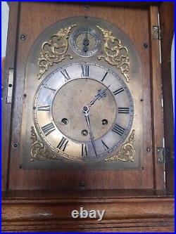 Large Gustav Becker Westminster Chimes Oak Case Mantel Clock