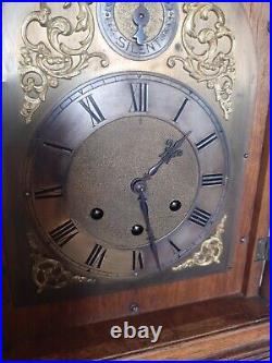 Large Gustav Becker Westminster Chimes Oak Case Mantel Clock