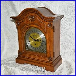 Large Howard Miller Triple Chime / Westminster Chime Oak Mantel Clock. Serviced