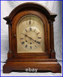 Large Impressive Gustav Becker Westminster Chimes Bracket Clock, Oak Case