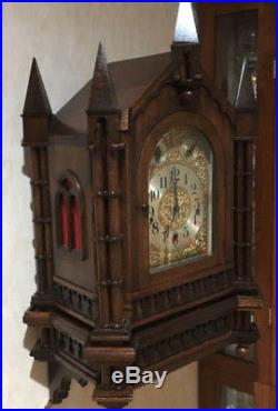Large, Mahogany Gothic Bracket Clock, 1918 Waterbury Westminster Chime Movement