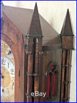 Large, Mahogany Gothic Bracket Clock, 1918 Waterbury Westminster Chime Movement