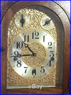 Large, Mahogany Gothic Bracket Clock, 1918 Waterbury Westminster Chime Movement