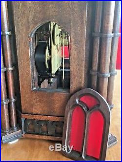 Large, Mahogany Gothic Bracket Clock, 1918 Waterbury Westminster Chime Movement