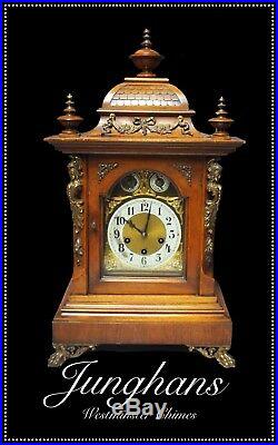 Large Walnut Junghans Westminster Chime Bracket Clock 60cm High