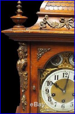 Large Walnut Junghans Westminster Chime Bracket Clock 60cm High