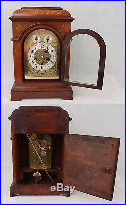 Large Working Antique Junghans Westminster Chime Mantel Clock with Bracket & Key