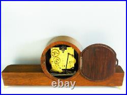 Later Art Deco Westminster Chiming Mantel Clock Junghans Black Forest Germany