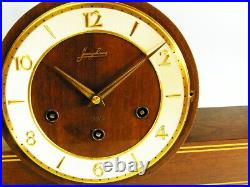 Later Art Deco Westminster Chiming Mantel Clock Junghans Black Forest Germany
