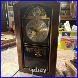 Linden Westminster chimes wall clock Tempus Fugit works! With key