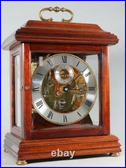 MODERN CHIMING MANTEL CLOCK westminster 1/4 chime on bells FHS GLASS & MAHOGANY