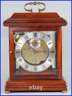 MODERN CHIMING MANTEL CLOCK westminster 1/4 chime on bells FHS GLASS & MAHOGANY