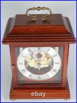 MODERN CHIMING MANTEL CLOCK westminster 1/4 chime on bells FHS GLASS & MAHOGANY