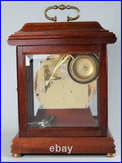 MODERN CHIMING MANTEL CLOCK westminster 1/4 chime on bells FHS GLASS & MAHOGANY