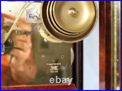 MODERN CHIMING MANTEL CLOCK westminster 1/4 chime on bells FHS GLASS & MAHOGANY
