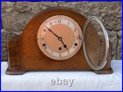 Made In England Garrard Clock With Key & Westminster Chime In Oak Case