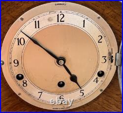 Made In England Garrard Clock With Key & Westminster Chime In Oak Case