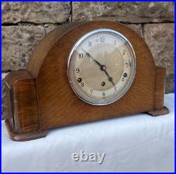 Made In England Garrard Clock With Key & Westminster Chime In Oak Case
