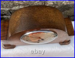 Made In England Garrard Clock With Key & Westminster Chime In Oak Case