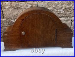 Made In England Garrard Clock With Key & Westminster Chime In Oak Case