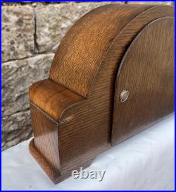 Made In England Garrard Clock With Key & Westminster Chime In Oak Case