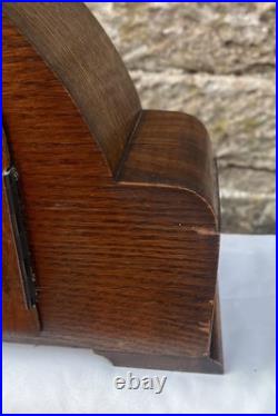 Made In England Garrard Clock With Key & Westminster Chime In Oak Case