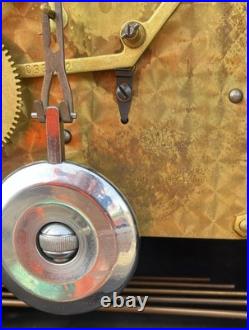 Made In England Garrard Clock With Key & Westminster Chime In Oak Case