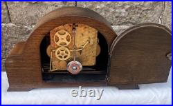 Made In England Garrard Clock With Key & Westminster Chime In Oak Case