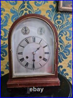 Mahogany Gustav Becker Westminster Chime Bracket Clock Silvered Dial
