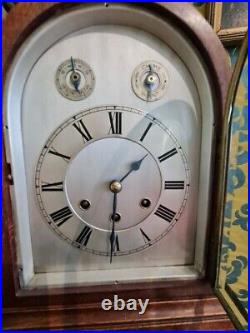 Mahogany Gustav Becker Westminster Chime Bracket Clock Silvered Dial