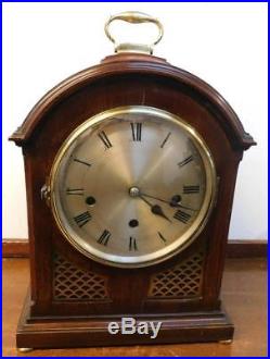 Mahogany cased westminster chimes bracket clock on coil gongs