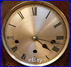 Mahogany cased westminster chimes bracket clock on coil gongs