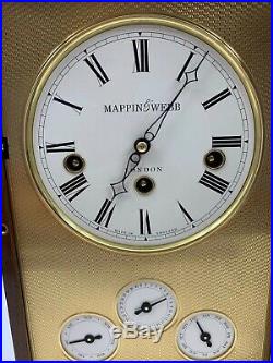 Mappin & Webb Westminster Chime Burled Wood Mantle Shelf Calendar Clock London