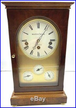 Mappin & Webb Westminster Chime Burled Wood Mantle Shelf Calendar Clock London