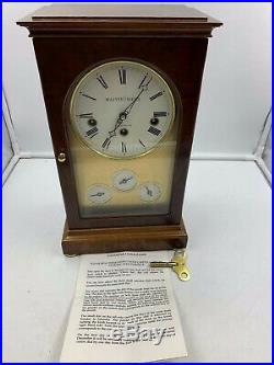 Mappin & Webb Westminster Chime Burled Wood Mantle Shelf Calendar Clock London