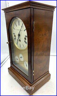 Mappin & Webb Westminster Chime Burled Wood Mantle Shelf Calendar Clock London