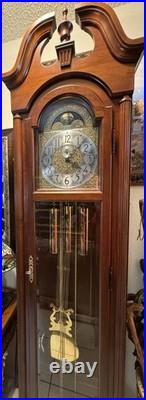 Mechanical Chain-Driven Wood Grandfather Clock, Westminster Chimes, Moon Dial