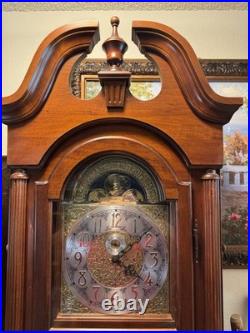Mechanical Chain-Driven Wood Grandfather Clock, Westminster Chimes, Moon Dial