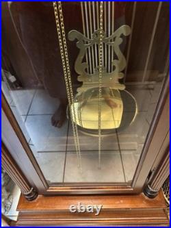 Mechanical Chain-Driven Wood Grandfather Clock, Westminster Chimes, Moon Dial