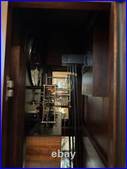 Mechanical Chain-Driven Wood Grandfather Clock, Westminster Chimes, Moon Dial