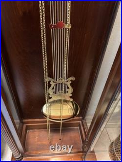 Mechanical Chain-Driven Wood Grandfather Clock, Westminster Chimes, Moon Dial