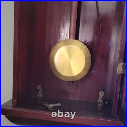 Mechanical Pendulum Hanging Wall Clock Westminster Chime Wood Glass Brown