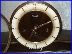 Mid-Century GERMAN KIENZLE Mantle Clock Westminster Chimes + Key Works GREAT