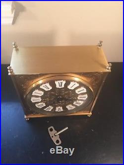 Mid Century Heavy and Ornate Brass Howard Miller Westminster Chime Mantel Clock