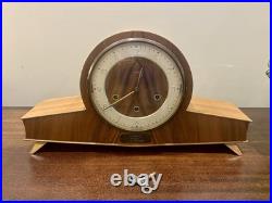 Mid Century Smiths Walnut Mantel Clock Westminster Chimes Art Deco