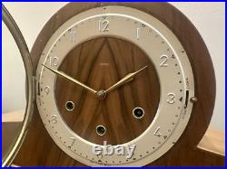 Mid Century Smiths Walnut Mantel Clock Westminster Chimes Art Deco